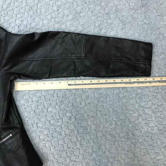 Baccini Jacket Womens Medium Black Faux Leather Moto Zip Up Peplum Biker Fitted - Picture 8 of 15